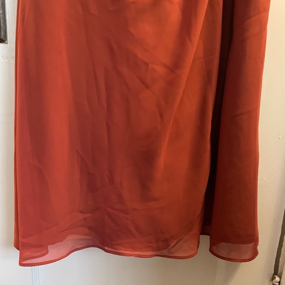 AZAZIE Mero Terracotta Sheath Pleated Chiffon Bridesmaid Dress - Picture 3 of 8